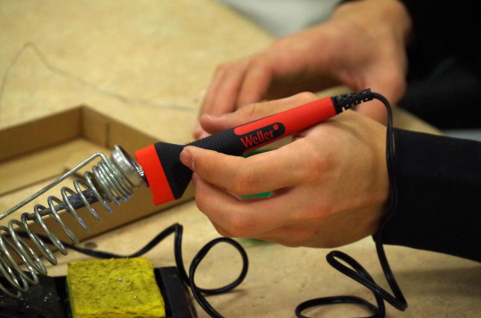 soldering electronics close-up